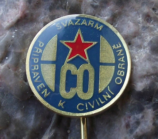 Vintage Czech Civil Defense Defence Worker CO Svazarm Cold War Pin Badge - Badgecrazy