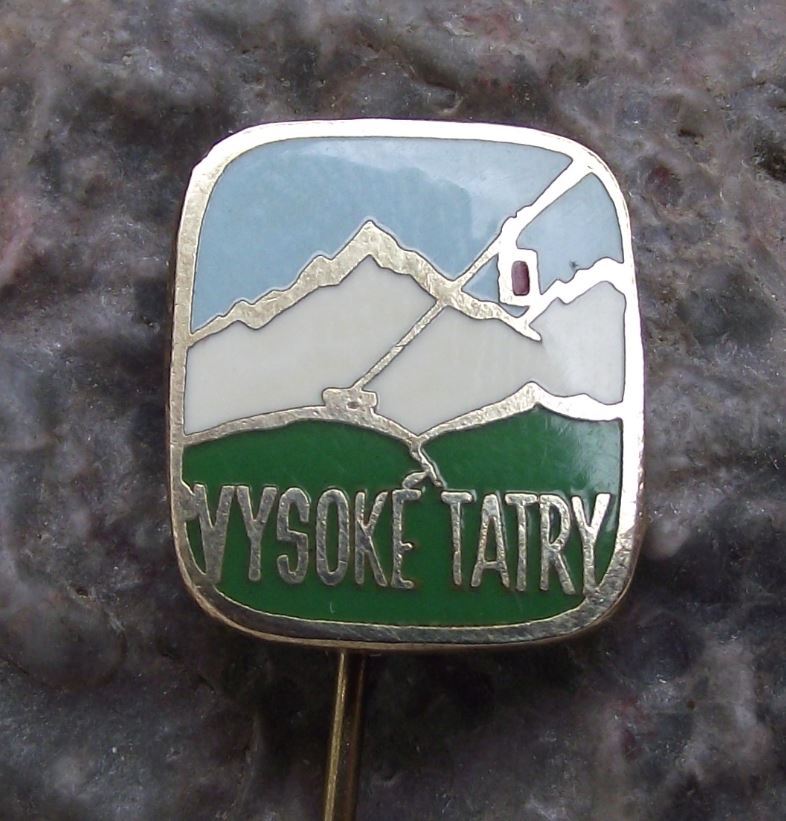 Antique High Tatra Mountains Vysoke Tatry Cable Car Climbers Tourist Pin Badge - Badgecrazy