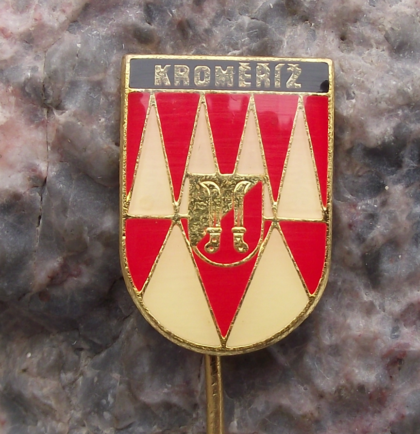 Vintage Kromeriz Kremsier Billhook City Crest Coat of Arms Heraldic Pin Badge - Badgecrazy