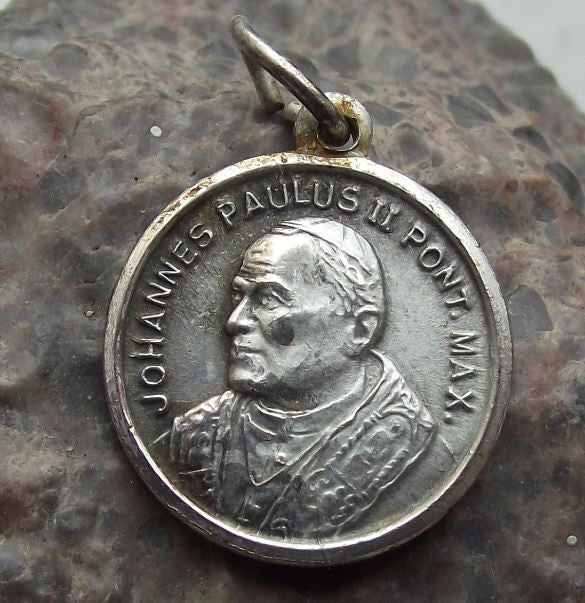 Pope John Paul II Roman Catholic Religious Silver Necklace or Bracelet Charm - Badgecrazy