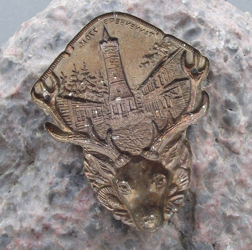 Vintage Tannenberg 770m German Deer Hunter Metal Walking Stick Shield Stocknagel - Badgecrazy
