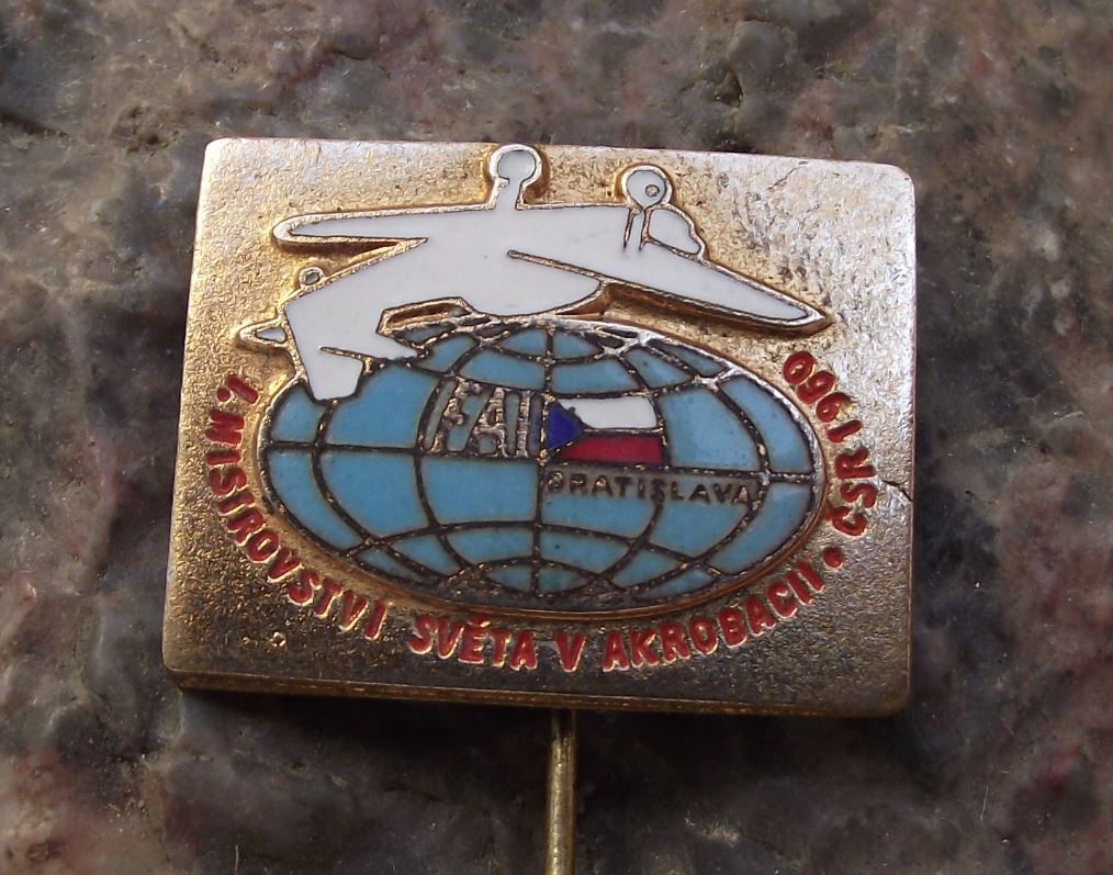 1960 FAI Aerobatic World Championships Czech Stunt Plane Aircraft Pin Badge - Badgecrazy