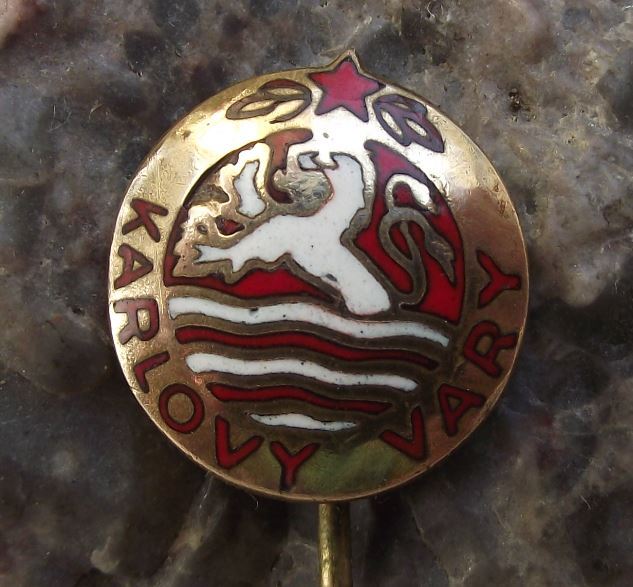 Antique Karlovy Vary Carlsbad Heraldic White Lion Emblem Mascot Pin Badge - Badgecrazy