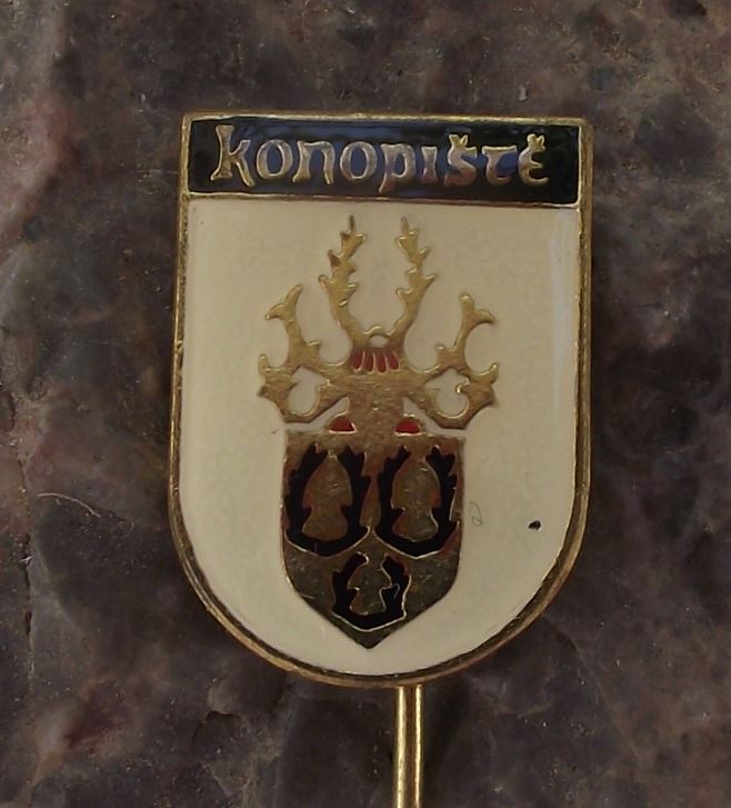 Konopiste Konopischt Czech Castle Schloss Deer Antler Heraldic Crest Pin Badge - Badgecrazy
