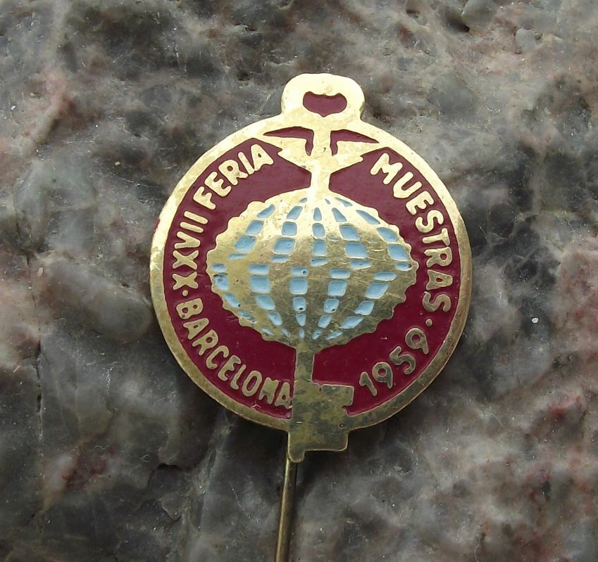 1959 Feria de Buestras Barcelona Spain Expo 27th Trade Fair Exhibition Pin Badge - Badgecrazy