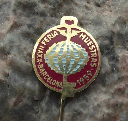 1959 Feria de Buestras Barcelona Spain Expo 27th Trade Fair Exhibition Pin Badge - Badgecrazy