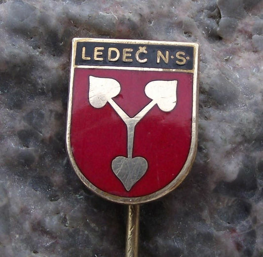 Antique Ledec nad Sazavou Czech Coat of Arms Heraldic Crest Shield Pin Badge - Badgecrazy