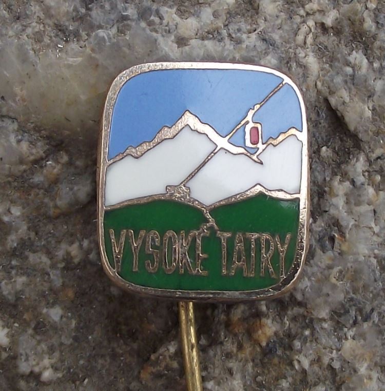 Antique High Tatra Mountains Vysoke Tatry Cable Car Climbers Tourist Pin Badge - Badgecrazy