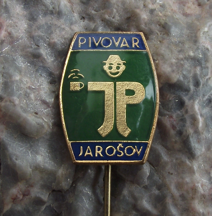 Antique Pivovar Jarosov Brewery Czech Lager Beer Man with Glass Pin Badge - Badgecrazy