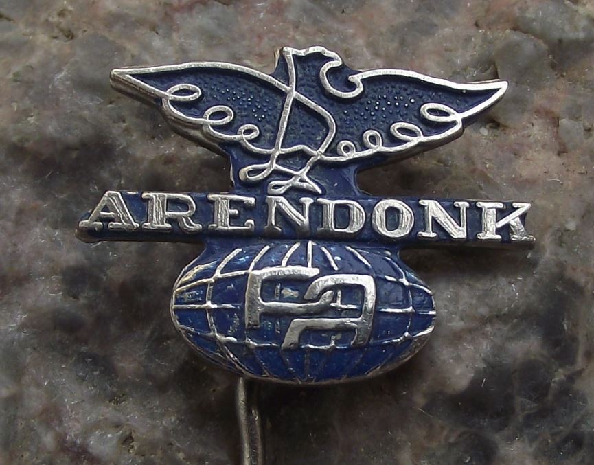 Antique Arendonk PA Belgium Manufacturing Engineering Company Logo Pin Badge - Badgecrazy