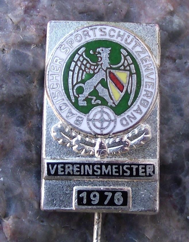 1976 Baden Shooting German Defence Association Club Champion Silver Pin Badge - Badgecrazy