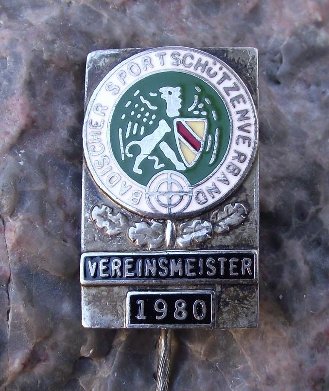 1980 Baden Shooting German Defence Association Club Champion Silver Pin Badge - Badgecrazy