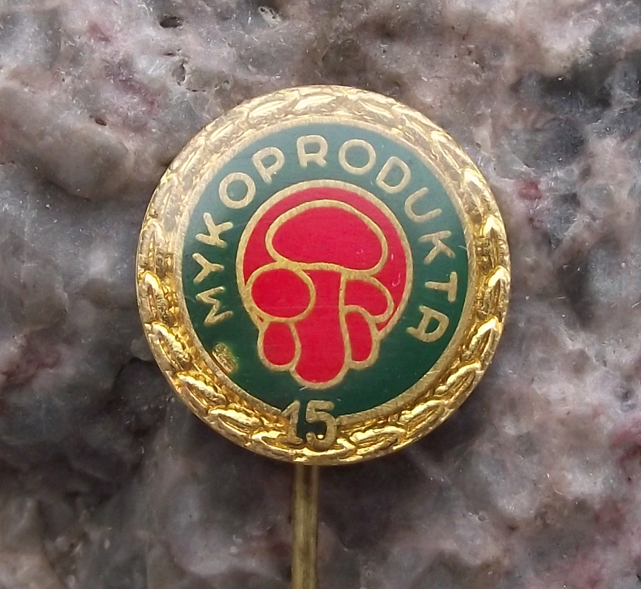 Vintage Button Edible Mushrooms Fungus Mycologist 15th Anniversary Pin Badge - Badgecrazy