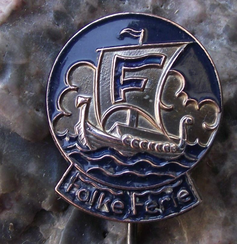 Antique FolkeFerie Denmark Travel Agent Agency Viking Longboat Ship Pin Badge - Badgecrazy