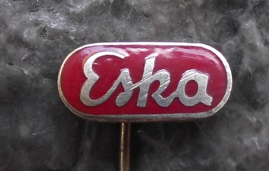Vintage ESKA Bicycle & Motorbike Works Script Logo Cycle Bike Company Pin Badge - Badgecrazy