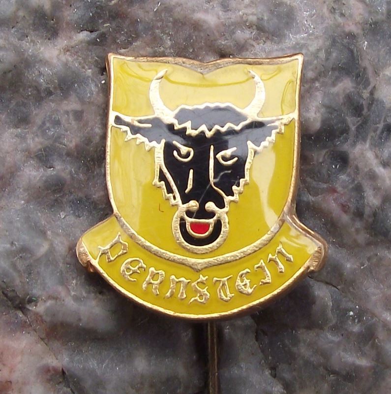 Pernstejn Bernstein Black Bull Czech City Coat of Arms Heraldic Crest Pin Badge - Badgecrazy