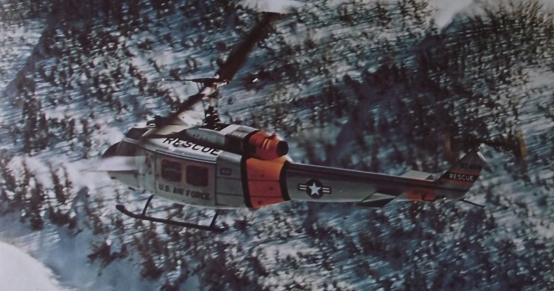 1973 Bell Helicopters US Air Force Rescue Mountains A4 Colour Advertising Plate - Badgecrazy