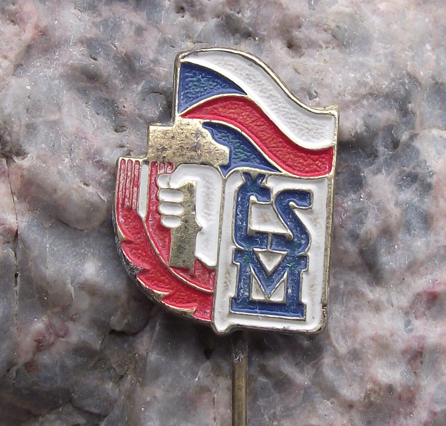 Vintage CSM Czechoslovakia Youth Organisation Members Hammer Flag Pin Badge - Badgecrazy