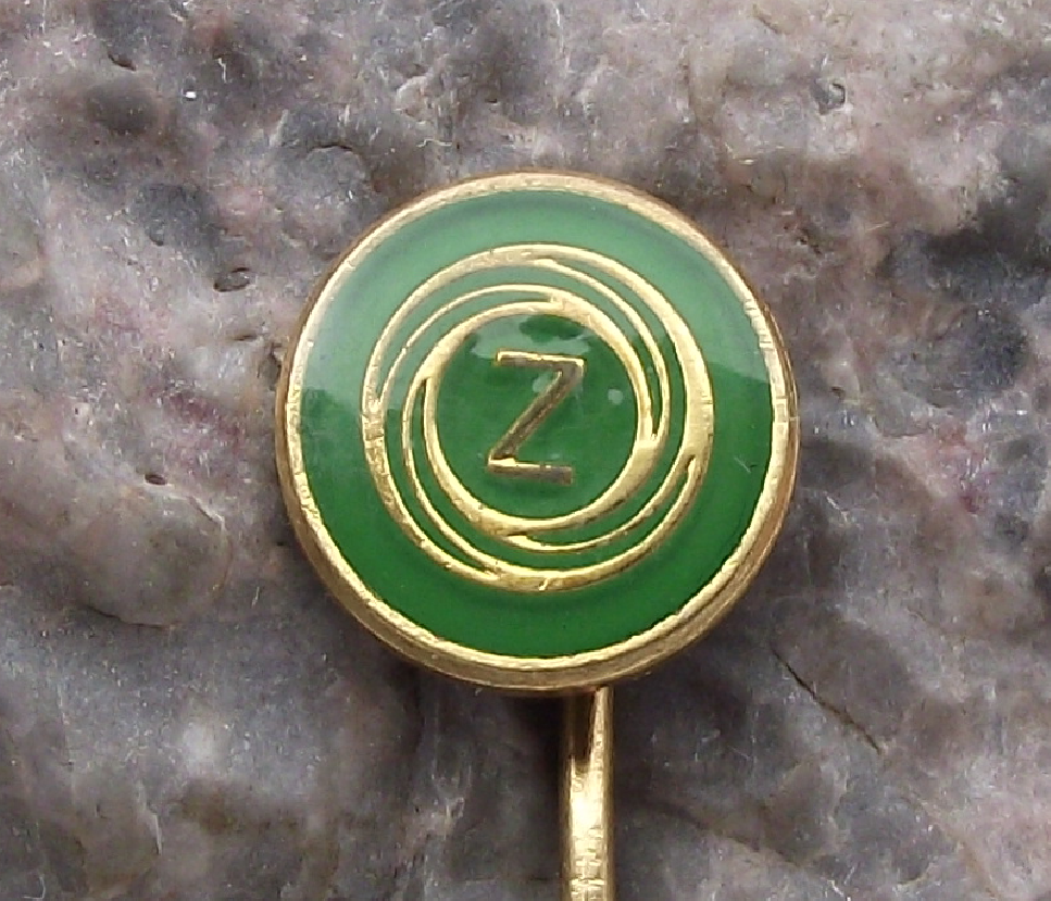 Vintage CZ Weapons Rifles Gun Pistol Factory Czechoslovakia Logo Green Pin Badge - Badgecrazy