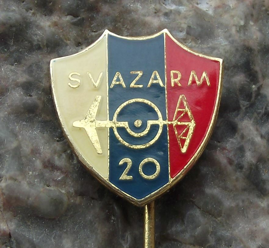 1971 Svazarm 20th Anniversary Czech Army Military Reserve Shield Pin Badge - Badgecrazy