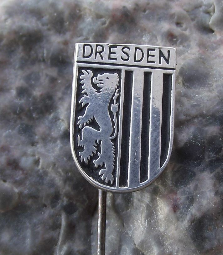 Antique East Germany DDR City of Dresden Coat of Arms Heraldic Crest Pin Badge - Badgecrazy