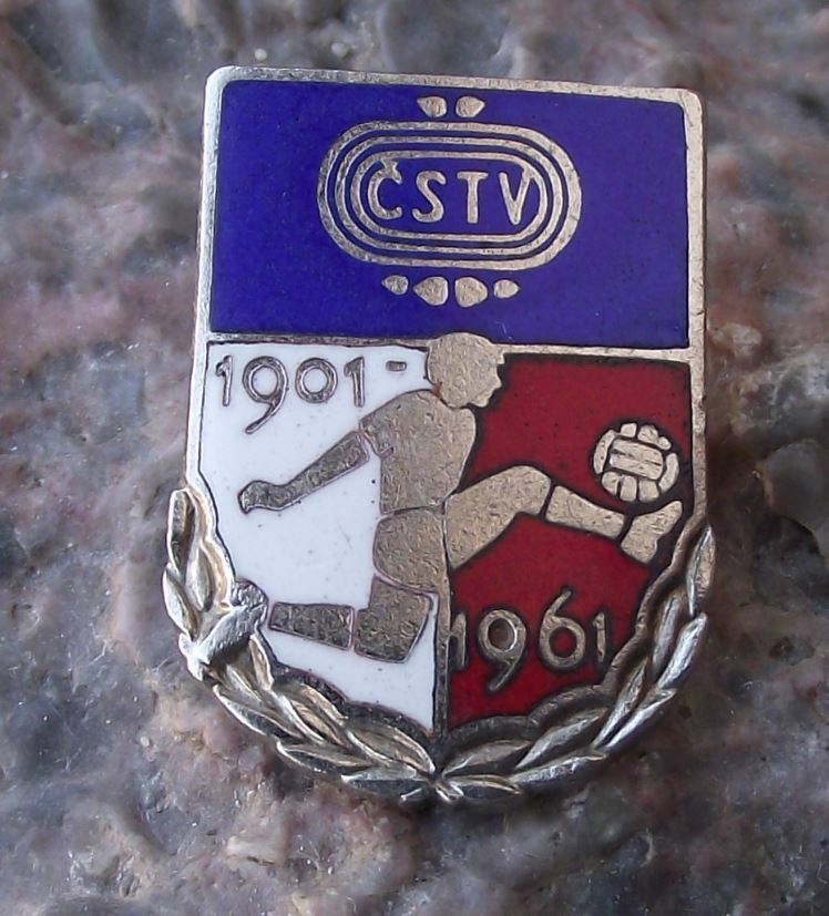 1961 Czech Football Association CSTV 60th Anniversary Soccer Brooch Pin Badge - Badgecrazy