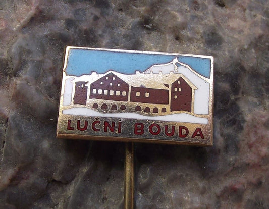 Antique Lucni Bouda Krkonose National Park Czech Mountain Hikers Cabin Pin Badge - Badgecrazy