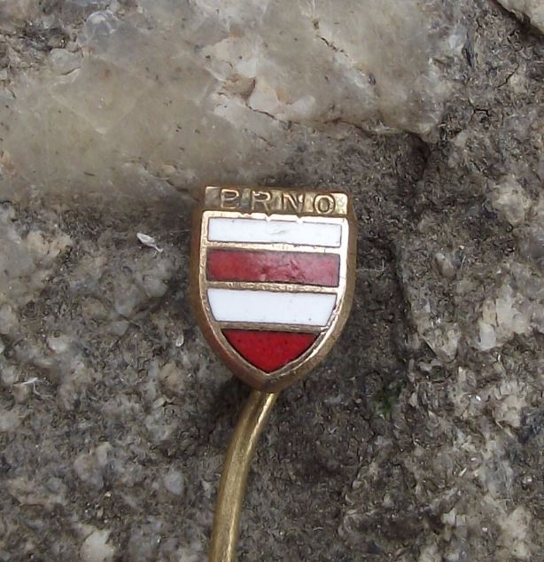 Small Brno City Czechoslovakia Red White Striped Heraldic Shield Crest Pin Badge - Badgecrazy