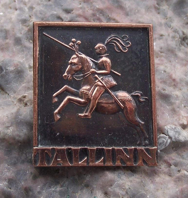 Vintage Tallinn Estonia Horse Rider Knight and Lance Tourist Souvenier Pin Badge - Badgecrazy