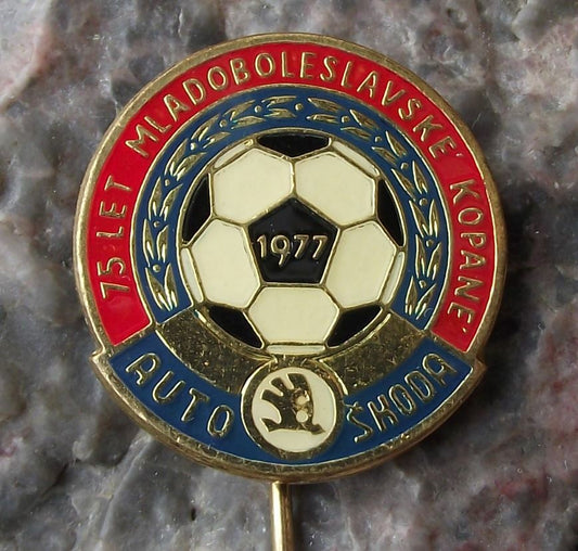 1977 Mlada Boleslav Skoda Football Club Czechoslovakia Anniversary Pin Badge - Badgecrazy