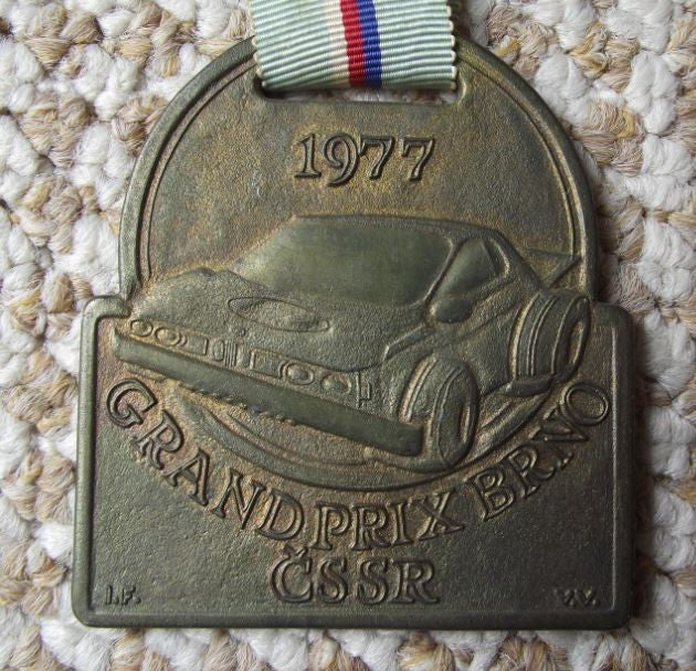 1977 Grand Prix Brno Circuit Rally Car Motor Racing Ribbon Race Award Medal - Badgecrazy