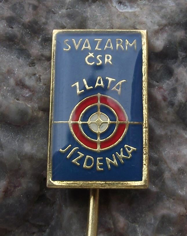 Svazarm Czech Military Army Reserve Marksman Shooter Golden Ticket Pin Badge - Badgecrazy