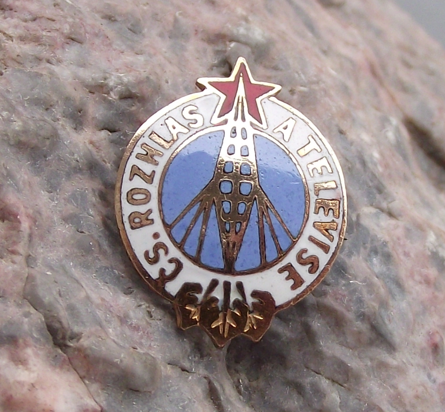 Vintage Czechoslovakia Radio Television Broadcasting Tower Red Star Pin Badge - Badgecrazy