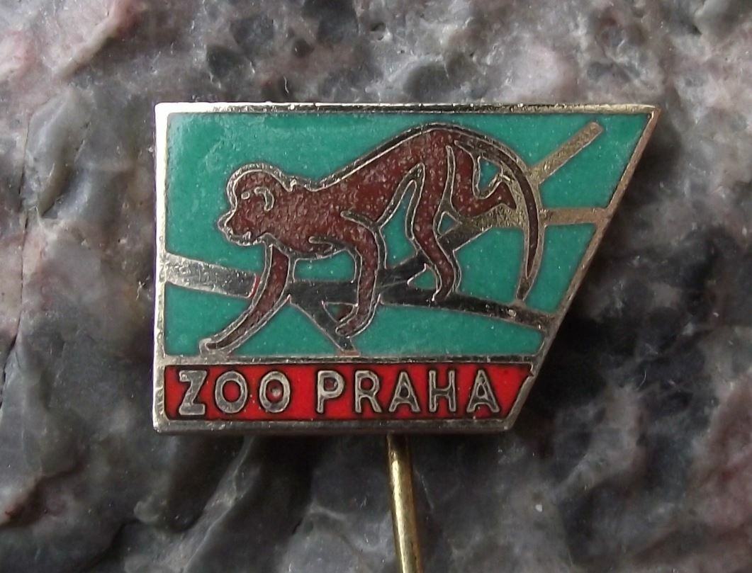Antique 1960s Prague Zoo Tree Monkey Gibbon Ape Visitor Souvenier Pin Badge - Badgecrazy