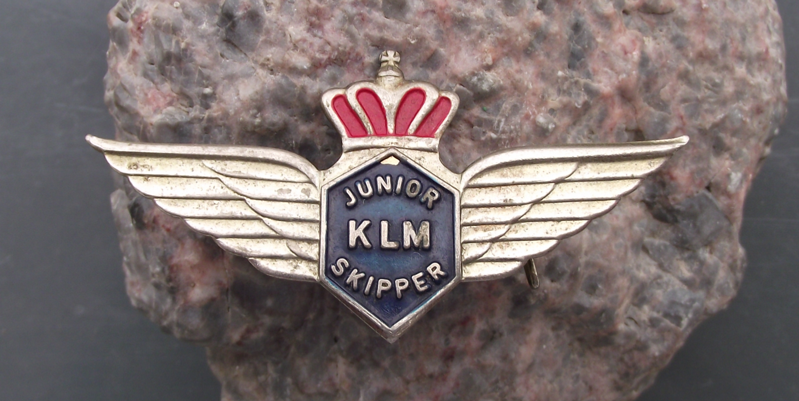 Vintage KLM Royal Dutch Airlines Junior Skipper Pilot Wings Aircraft Pin Badge - Badgecrazy