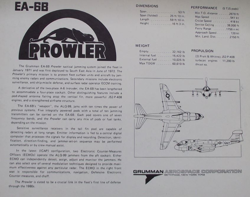 1978 Grumman Aerospace EA-6B Prowler US Navy Aircraft Photographic Print Photo - Badgecrazy
