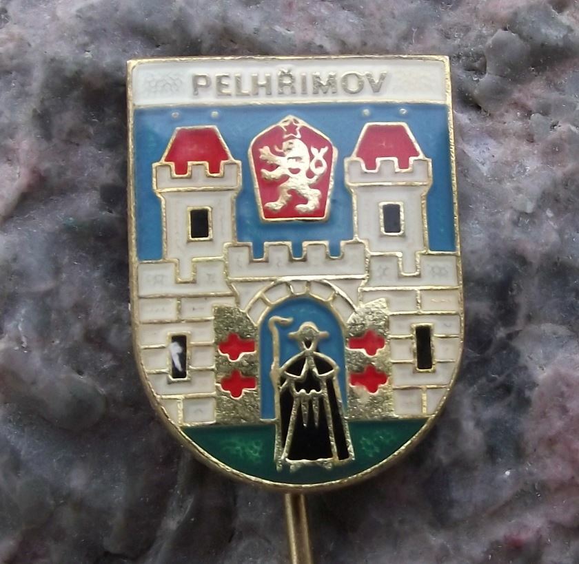 Antique Pelhrimov Czech City Heraldic Crest Coat of Arms Tourist Pin Badge - Badgecrazy