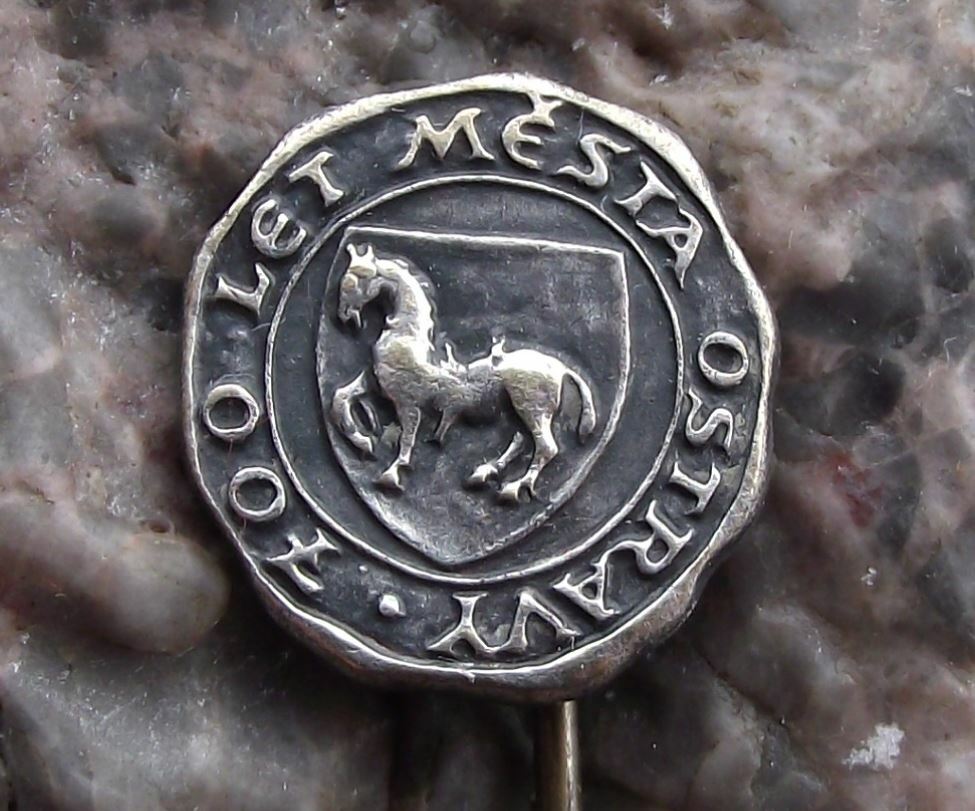 1967 Ostrava City Heraldic Crest Coat of Arms 700th Anniversary Pin Badge - Badgecrazy