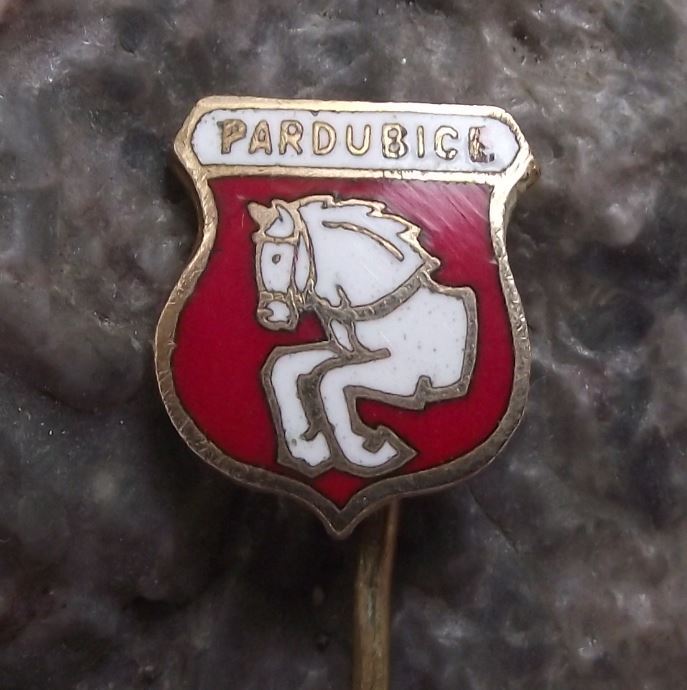 Pardubice White Horse Racing Czech City Heraldic Crest Coat of Arms Pin Badge - Badgecrazy