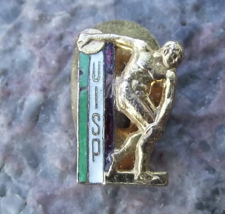 UISP Unione Italiana Sport Italy Sport for All Athletics Discobolus Pin Badge - Badgecrazy
