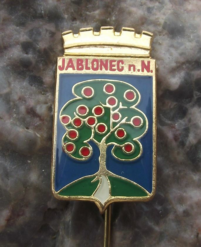 Jablonec nad Nisou Crowned Royal Apple Tree Hill Heraldic Crest Shield Pin Badge - Badgecrazy