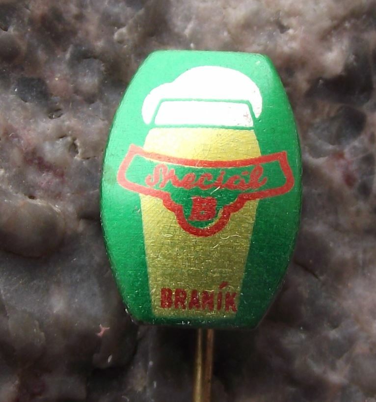 Vintage Branik Special B Czech Brewery Lager Beer Advertising Green Pin Badge - Badgecrazy