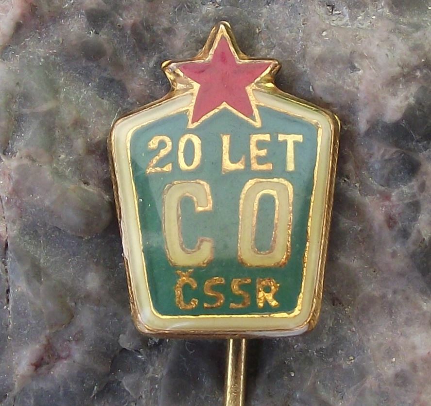 1969 Czechoslovakia Civil Defense Defence Worker 20th Anniversary CO Pin Badge - Badgecrazy