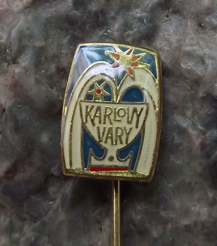 Karlovy Vary Karslbad Carlsbad Czech Spa City Healing Spring Fountain Pin Badge - Badgecrazy