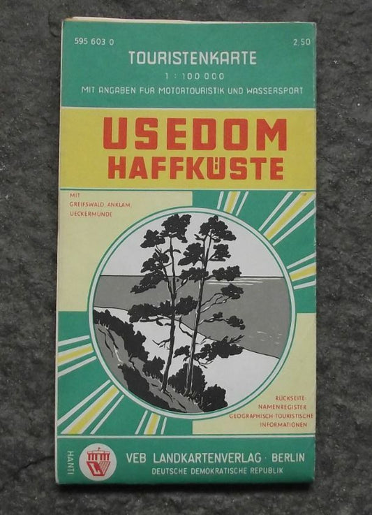 1960s Tourist Map of Usedomer Haffkuste East Germany Water Sports Color Poster - Badgecrazy
