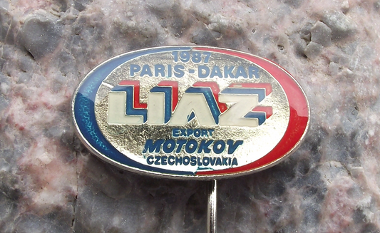 1986 Paris Dakar Desert Race Liaz Trucks Motokov Sponsor Support Team Pin Badge - Badgecrazy