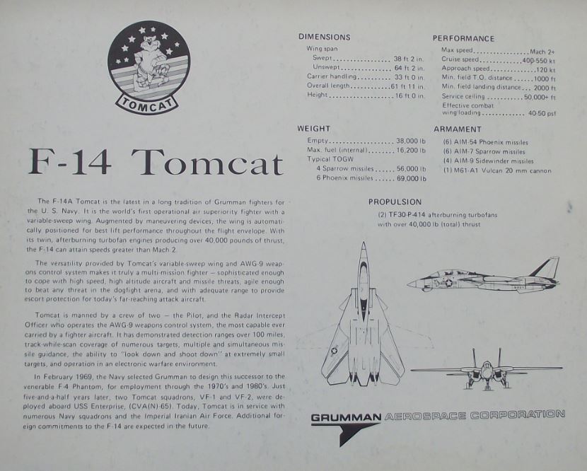 1978 Grumman Aerospace F-14 Tomcat US Navy Aircraft Photographic Print Photo - Badgecrazy