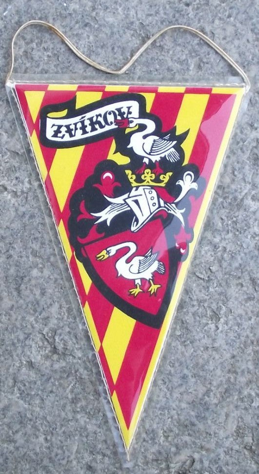 Zvikov Castle & Region Heraldic Crest Hissing Attacking Swan Pennant Flag