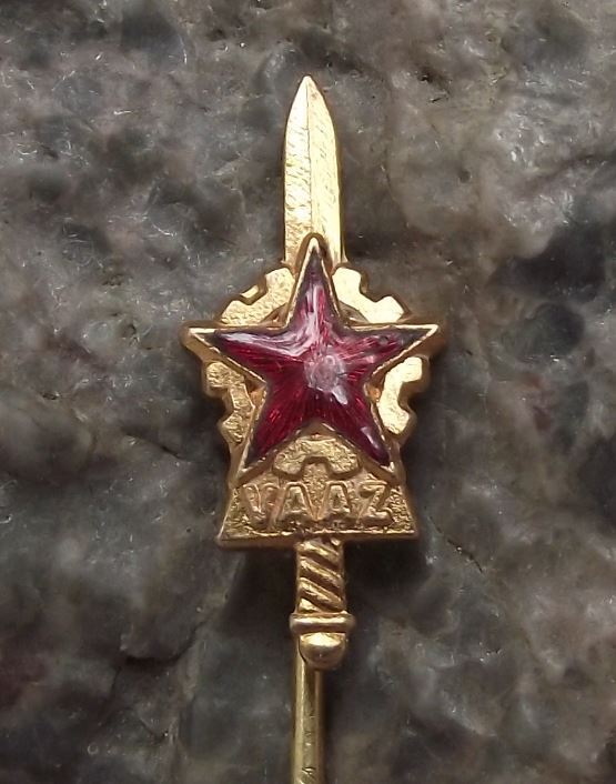 VAAZ Military Sword Dagger Red Star & Engineer Industrial Cog Army Pin Badge - Badgecrazy