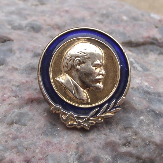 Vintage Vladimir Lenin Head Communist Leader Laurel Leaves Pin Badge - Badgecrazy